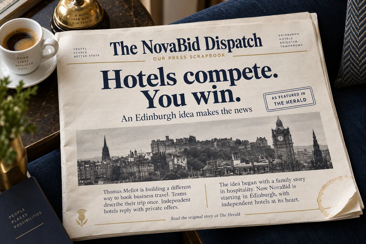 The NovaBid Dispatch, our illustrated press scrapbook